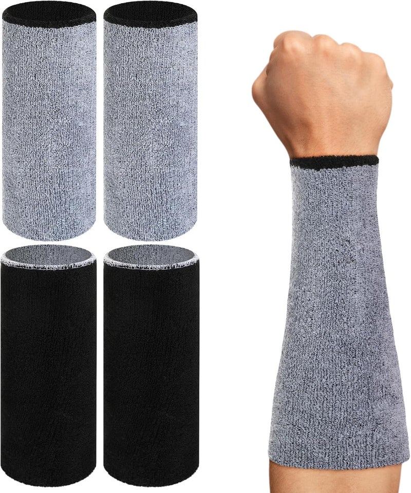 Arrowbash 4 Pcs 9'' Long Wristbands Sweatbands, Elastic Sport Wrist Bands for Sweat Men Women Football Soccer Baseball Basketball Yoga Tennis Running Outdoor Activity - Image 1